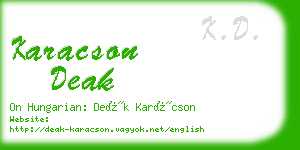 karacson deak business card